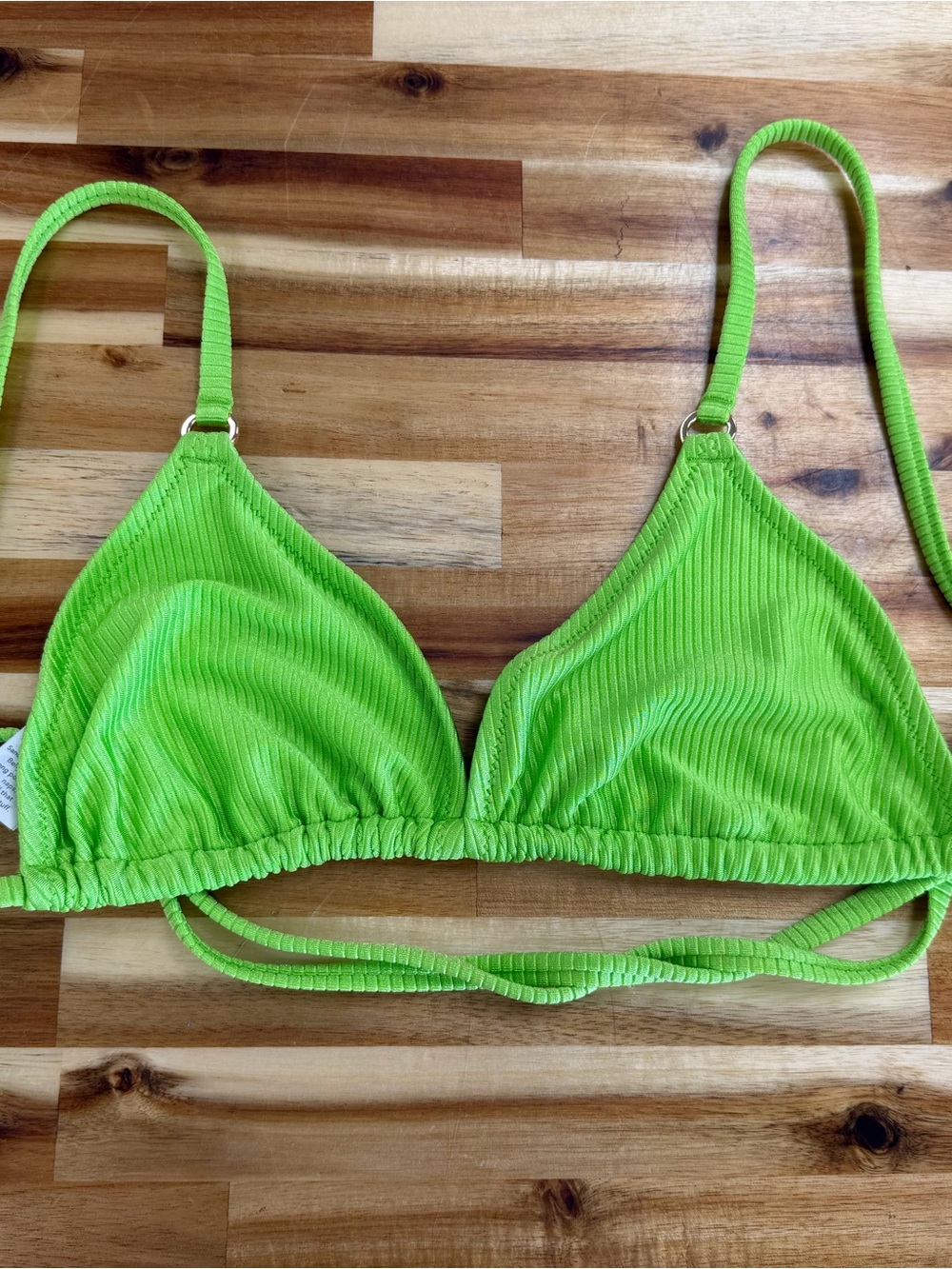 Aerie Neon Lime Ribbed Triangle Bikini Top